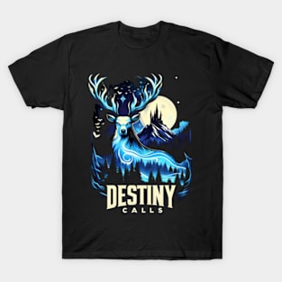 Destiny Calls - Mystical Stag by the Full Moon T-Shirt